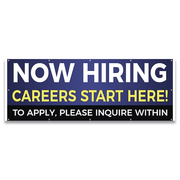 Signmission Now Hiring Careers Start Here Banner Concession Stand Food Truck Single Sided B-120-30111 - main